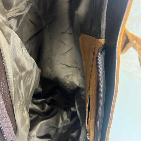 Genuine Leather Made in Italy Shoulder Bag Tote Brown Suede - Picture 11 of 14